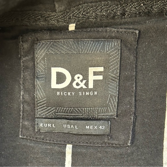 Denim and Flower Ricky Singh Black and white striped hoodie, Size L - Picture 7 of 11